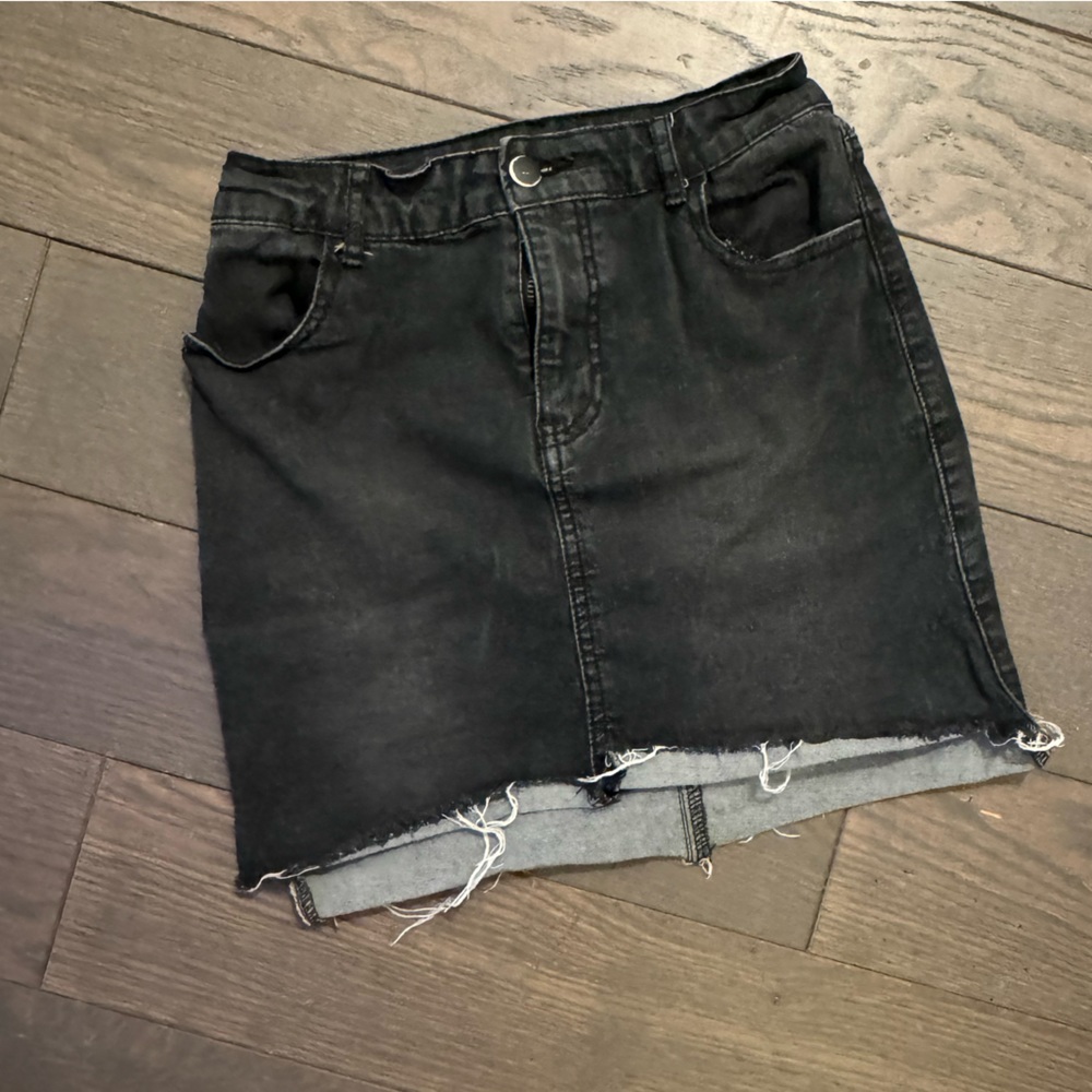 Black Stretch Denim skirt from forever21